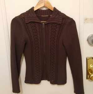 LAST CHANCE Olive zip up 100% cotton cardigan XS